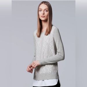 Simply Vera Vera Wang Mock-Layer Lace Sweater